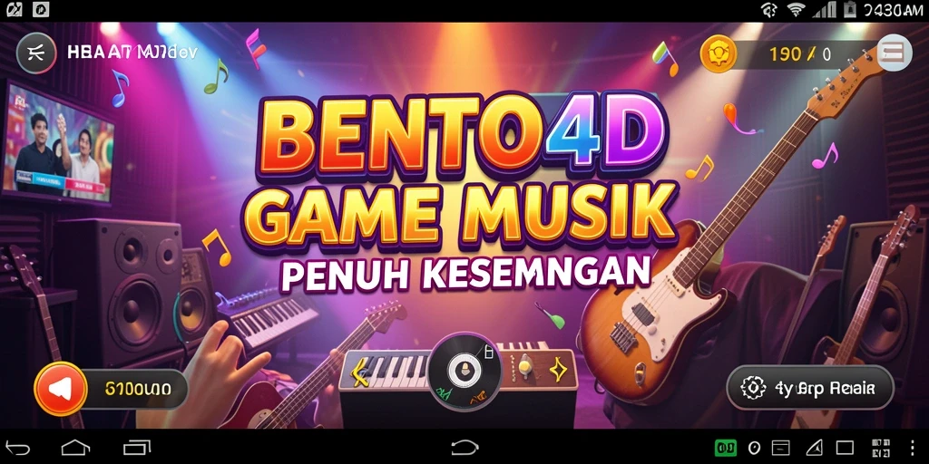 Tangkapan layar gameplay BENTO4D yang penuh energi dan musik.