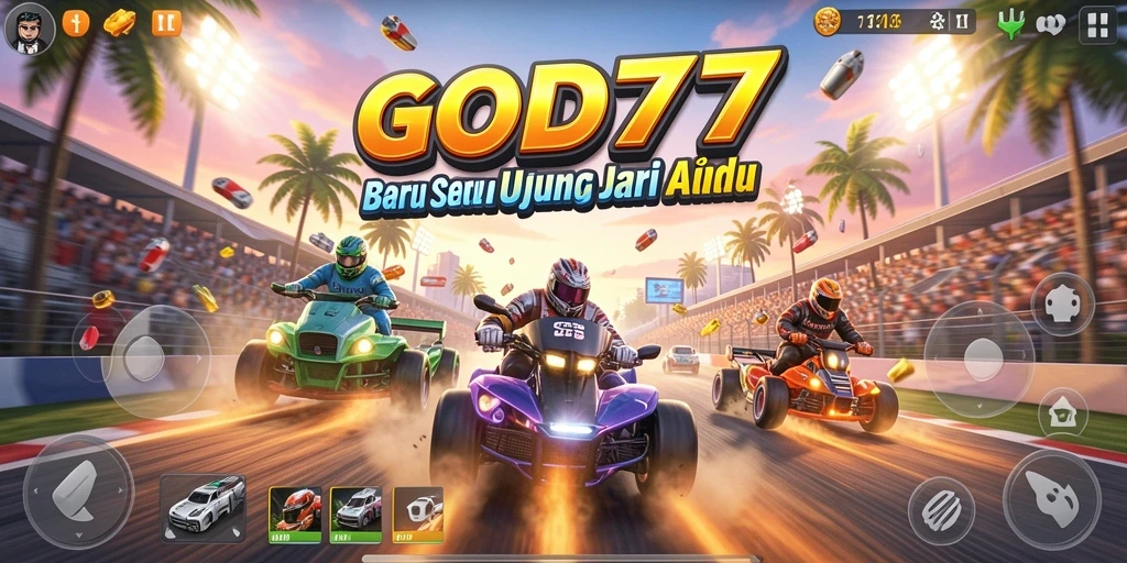 Tampilan gameplay GOD77 yang menegangkan saat balapan.