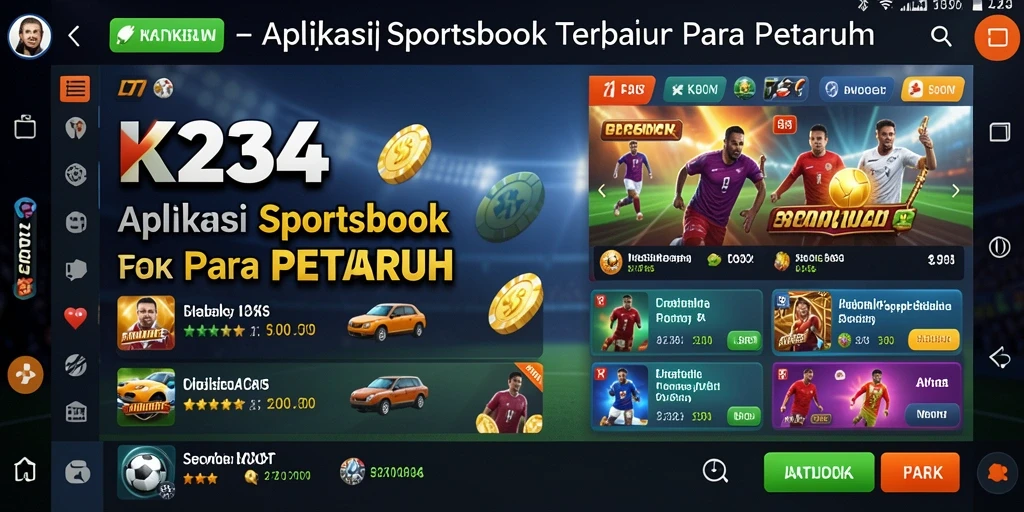 Screenshot gameplay K234 yang menampilkan fitur taruhan olahraga.