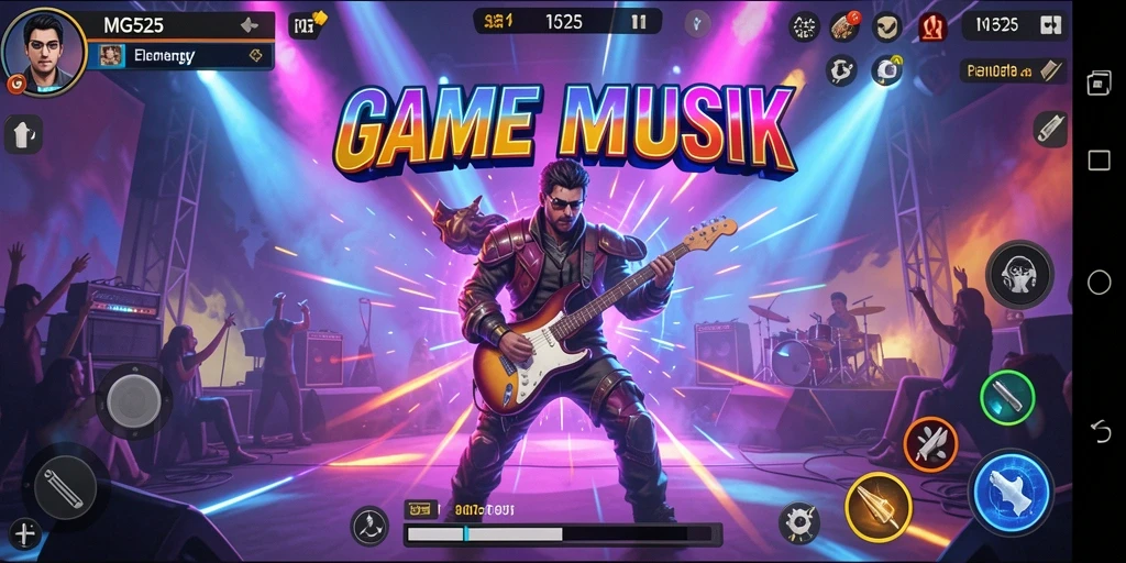 Tampilan gameplay MG525 dengan interaksi musik yang dinamis.