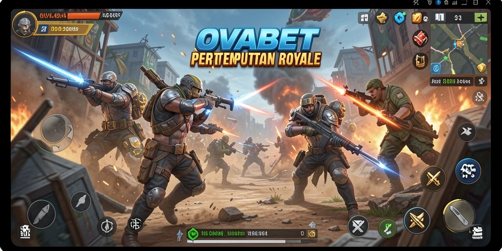 Screenshot utama OVABET menampilkan aksi pemain dalam pertempuran Battle Royale.