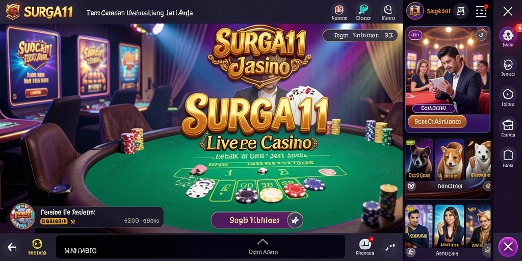 Tangkapan layar dari SURGA11 yang menunjukkan suasana Live Casino yang mendebarkan.