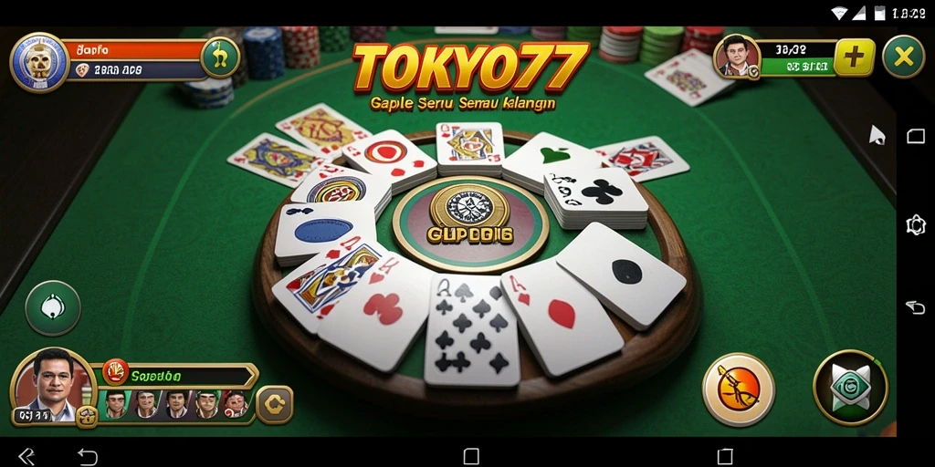Tampilan gameplay seru dari TOKYO77 dalam permainan Gaple.